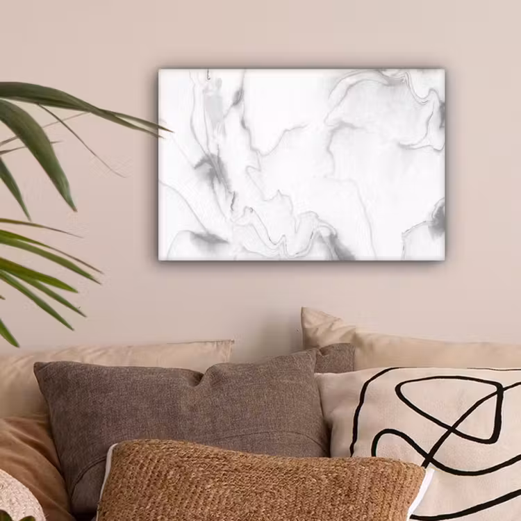 Marmer - Grijs - Wit - Abstract - Marmerlook canvas 2cm klein -sfeer1