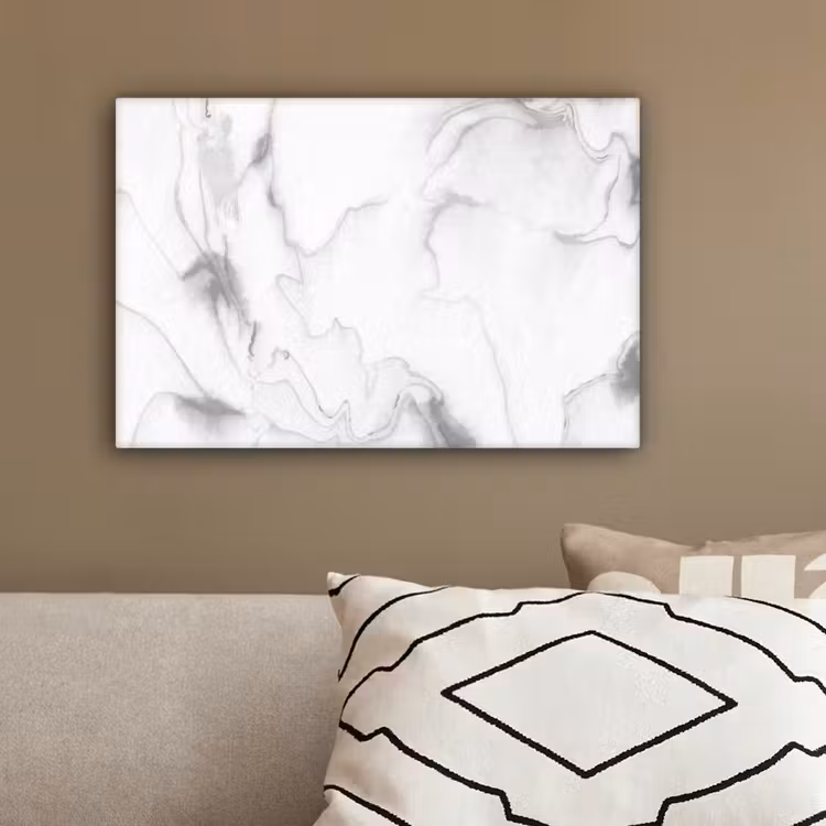 Marmer - Grijs - Wit - Abstract - Marmerlook canvas 2cm klein -sfeer3