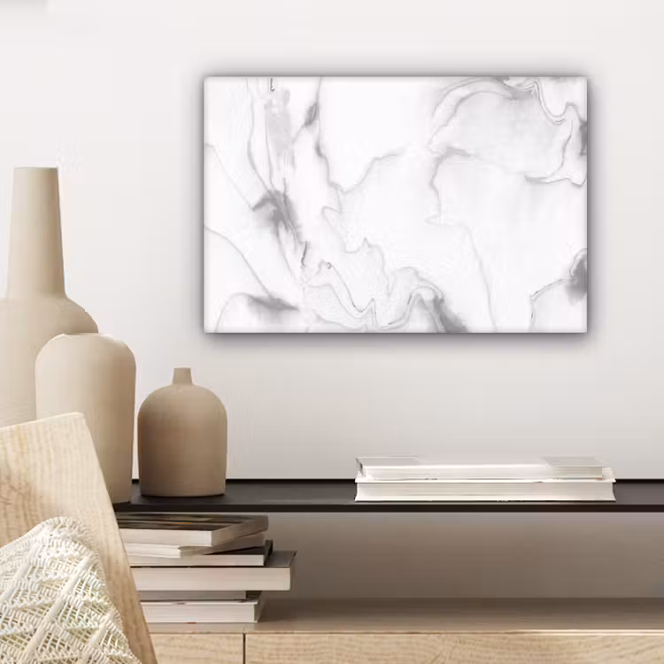 Marmer - Grijs - Wit - Abstract - Marmerlook canvas 2cm klein -sfeer6