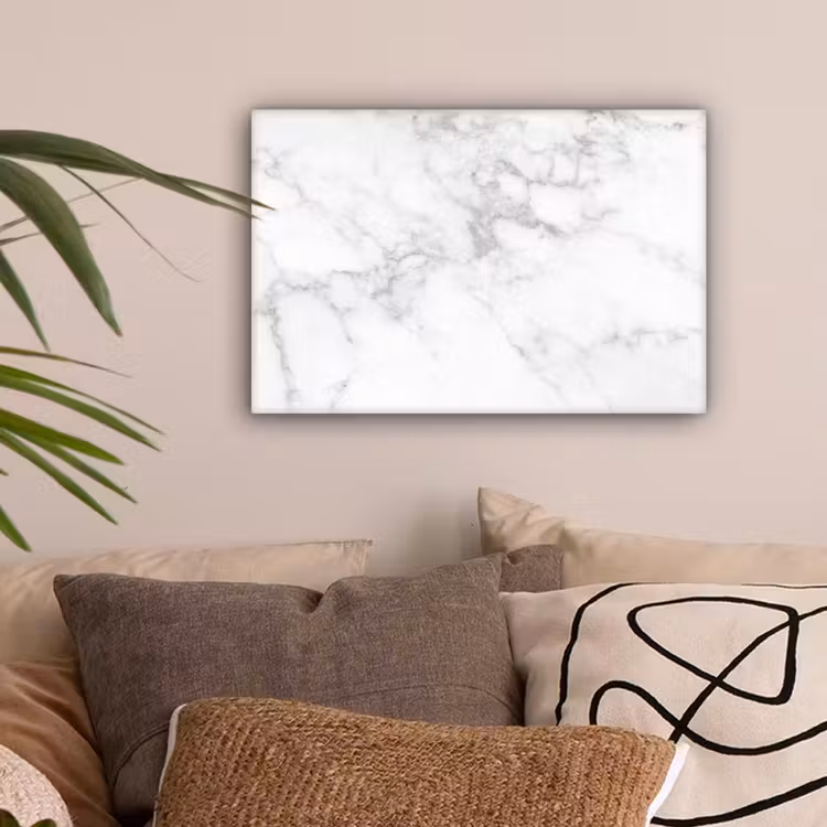 Marmer - Grijs - Wit - Marmerstructuur canvas 2cm klein -sfeer1