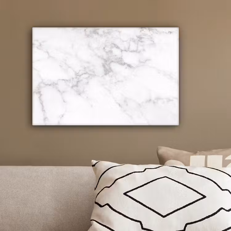 Marmer - Grijs - Wit - Marmerstructuur canvas 2cm klein -sfeer3