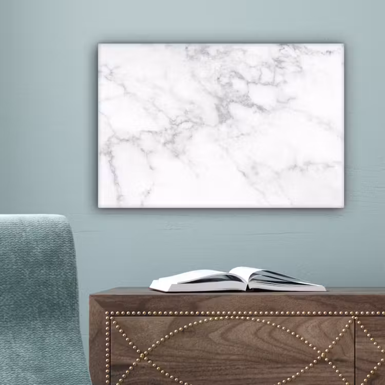 Marmer - Grijs - Wit - Marmerstructuur canvas 2cm klein -sfeer4