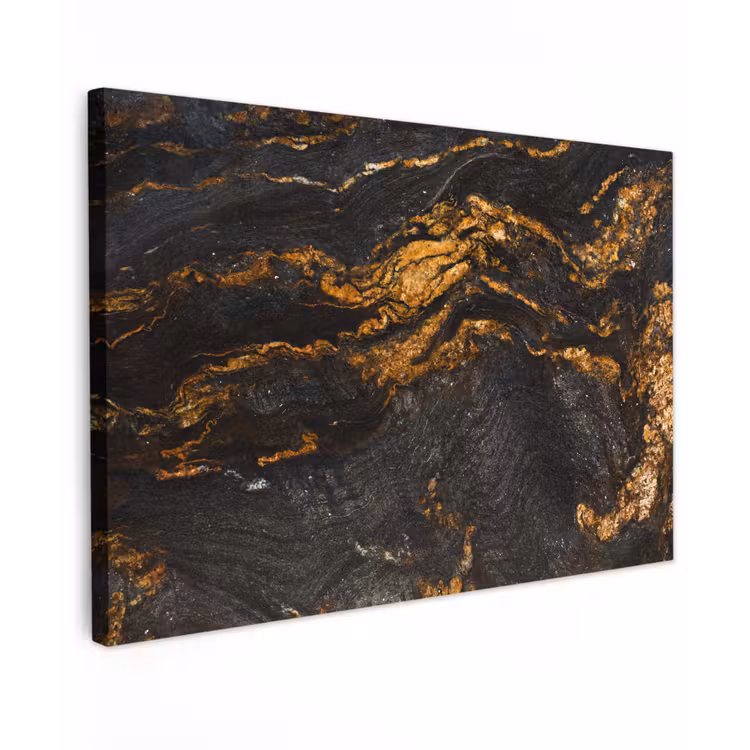 Marmer - Kalk - Zwart - Goud - Marmerlook - Luxe canvas 2cm klein -z3d