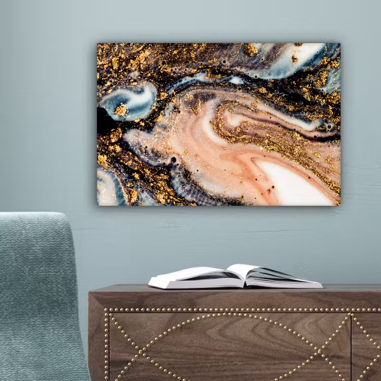 Marmerlook - Goud - Zwart - Glitter - Chic canvas 2cm klein -sfeer4
