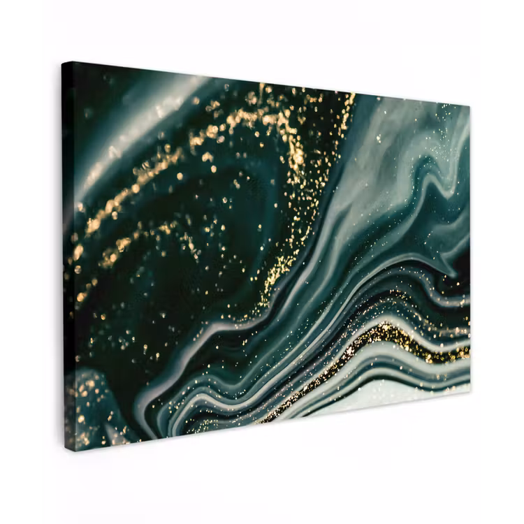 Marmerlook - Goud - Groen - Glitter - Design - Marmer canvas 2cm klein -z3d