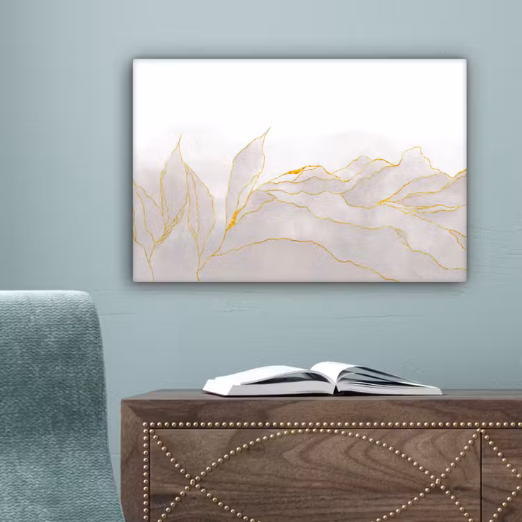 Marmerlook - Grijs - Goud - Chic - Marmer canvas 2cm klein -sfeer4