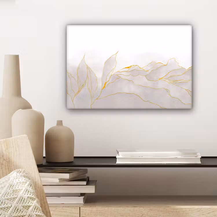 Marmerlook - Grijs - Goud - Chic - Marmer canvas 2cm klein -sfeer6
