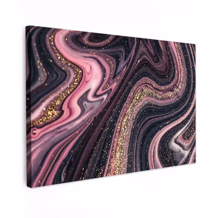 Marmerlook - Roze - Paars - Goud - Luxe - Marmer canvas 2cm klein -z3d
