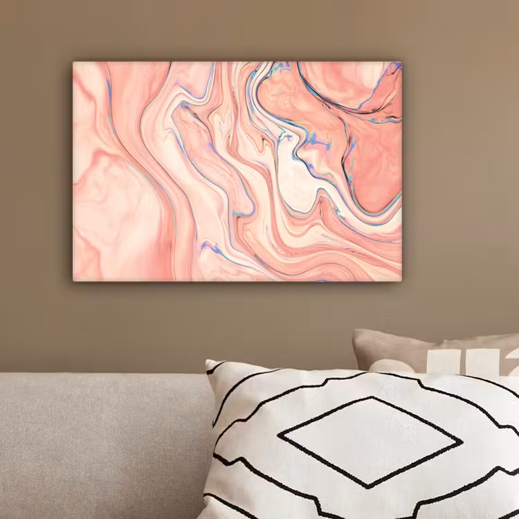Marmer - Pastel - Roze - Blauw - Marmerlook - Abstract canvas 2cm klein -sfeer3