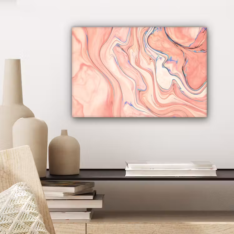 Marmer - Pastel - Roze - Blauw - Marmerlook - Abstract canvas 2cm klein -sfeer6