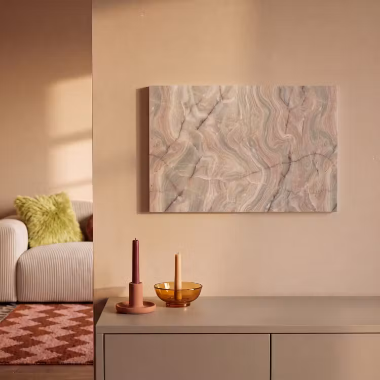 Marmer - Patroon - Abstract - Beige - Groen canvas 2cm klein -sfeer1