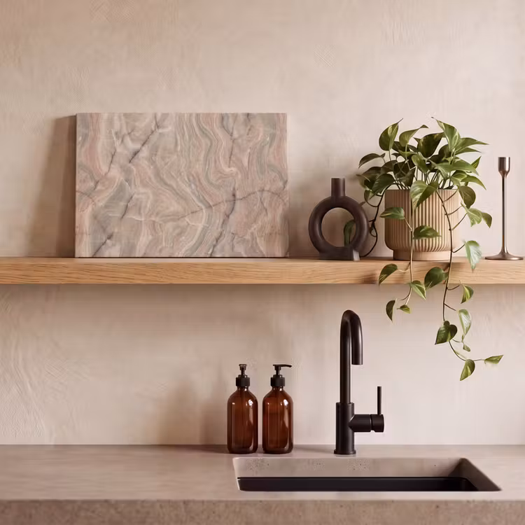 Marmer - Patroon - Abstract - Beige - Groen canvas 2cm klein -sfeer3