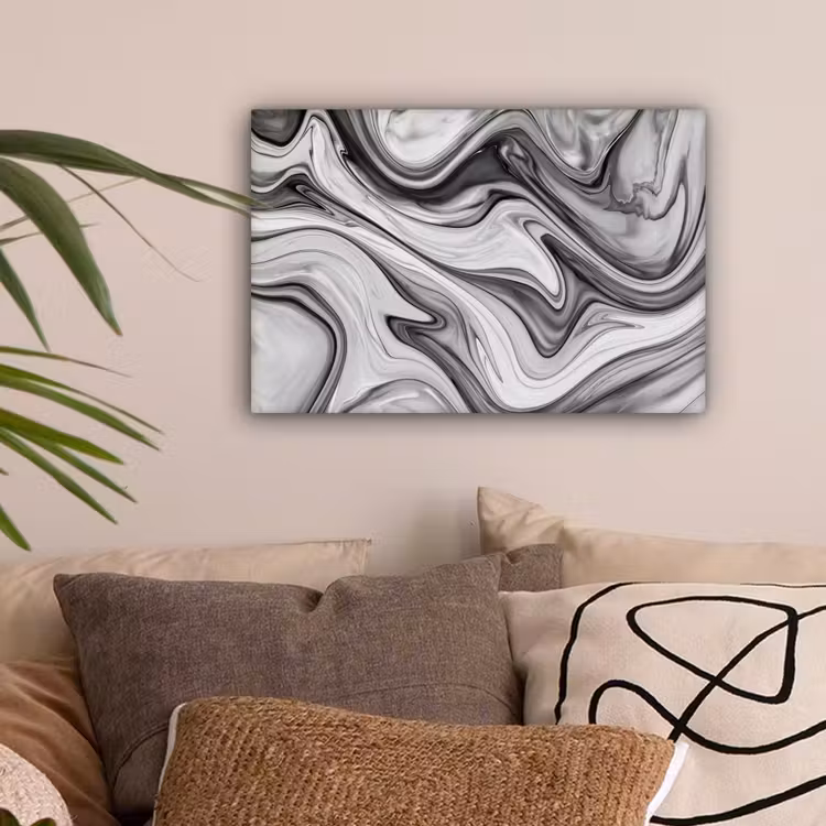 Marmer - Patronen - Grijs - Marmerlook - Zwart canvas 2cm klein -sfeer1