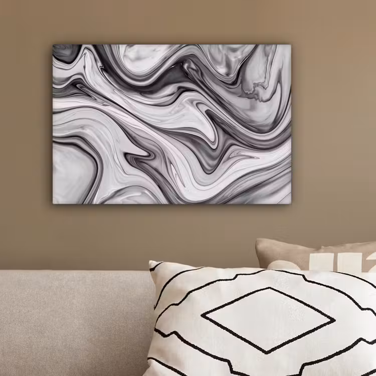 Marmer - Patronen - Grijs - Marmerlook - Zwart canvas 2cm klein -sfeer3