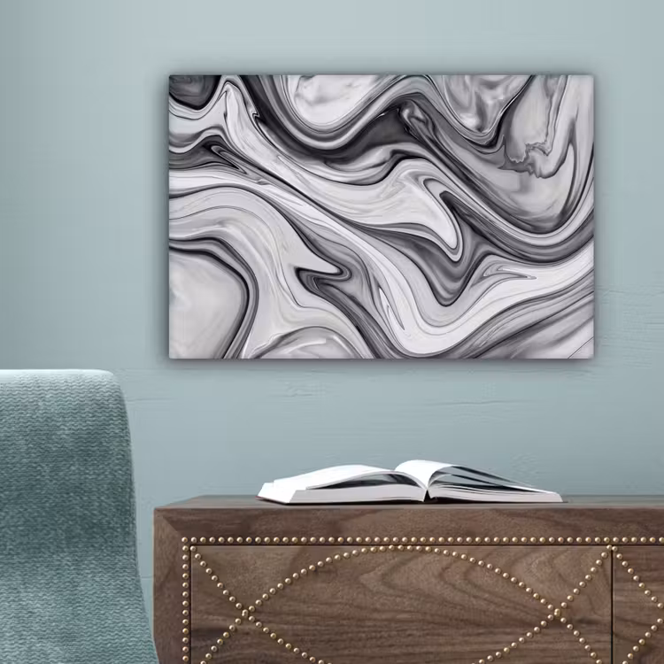 Marmer - Patronen - Grijs - Marmerlook - Zwart canvas 2cm klein -sfeer4