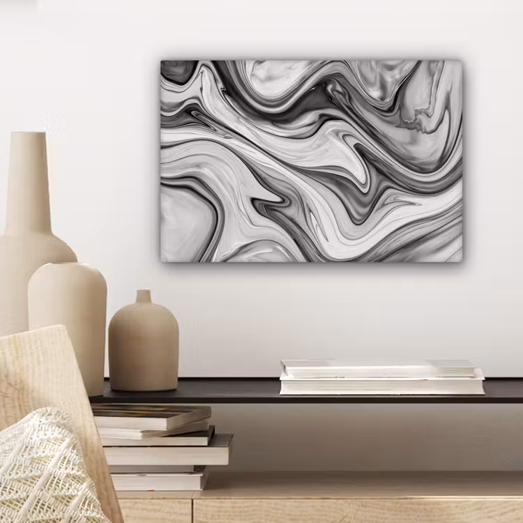 Marmer - Patronen - Grijs - Marmerlook - Zwart canvas 2cm klein -sfeer6