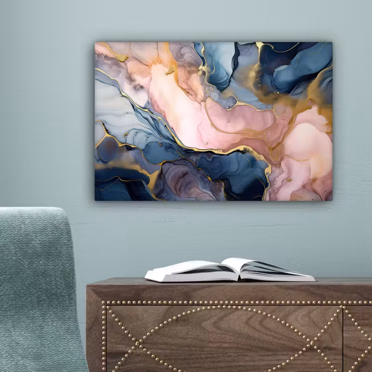 Marmer - Roze - Blauw canvas 2cm klein -sfeer4