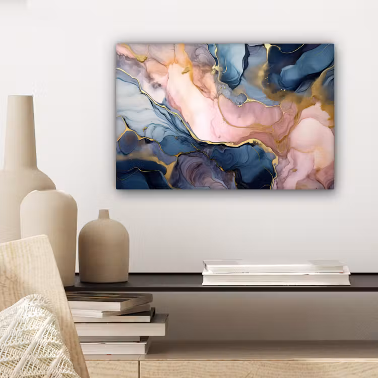 Marmer - Roze - Blauw canvas 2cm klein -sfeer6