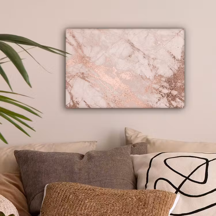 Marmer - Roze - Luxe - Marmerlook - Glitter - Design canvas 2cm klein -sfeer1