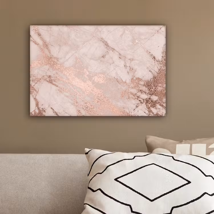 Marmer - Roze - Luxe - Marmerlook - Glitter - Design canvas 2cm klein -sfeer3