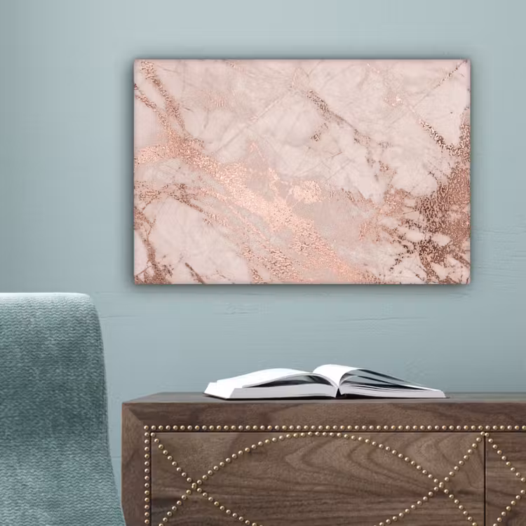 Marmer - Roze - Luxe - Marmerlook - Glitter - Design canvas 2cm klein -sfeer4