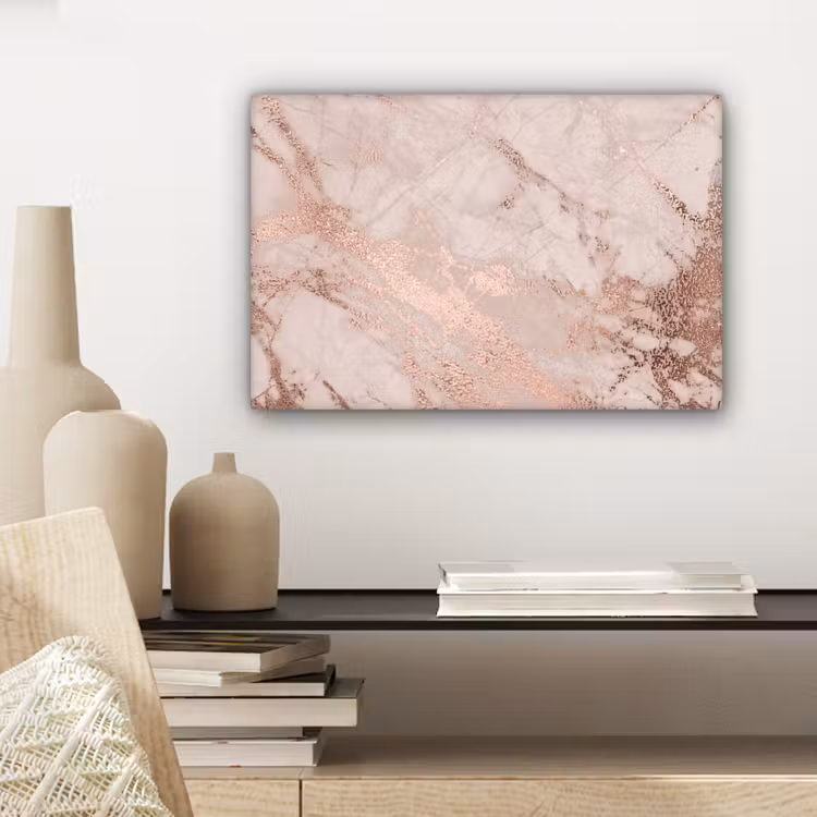 Marmer - Roze - Luxe - Marmerlook - Glitter - Design canvas 2cm klein -sfeer6