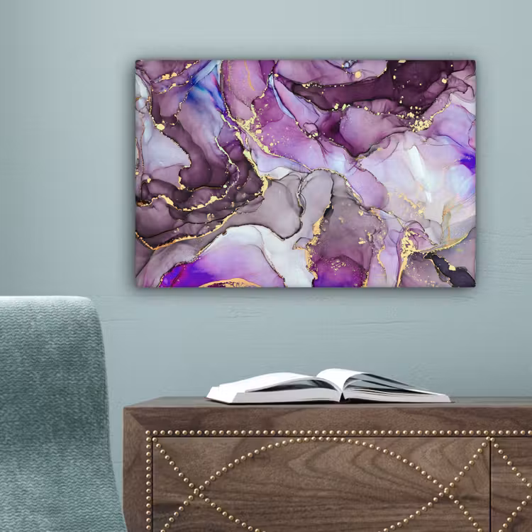 Marmer - Roze - Paars - Gold canvas 2cm klein -sfeer4