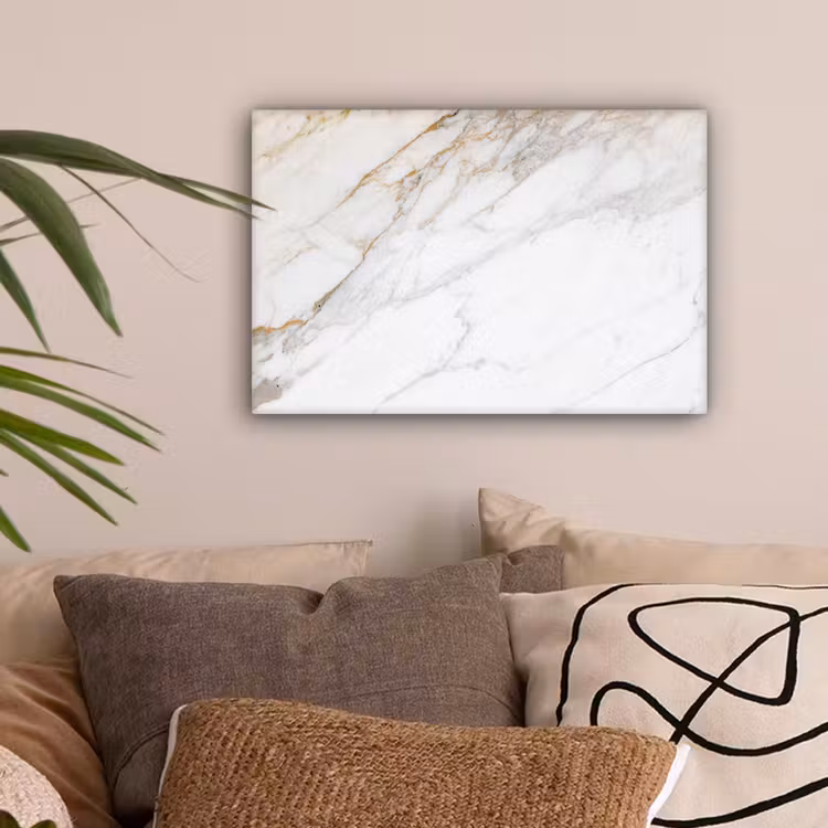 Marmer - Steen - Wit - Goud - Marmerlook - Steen - Luxe canvas 2cm klein -sfeer1