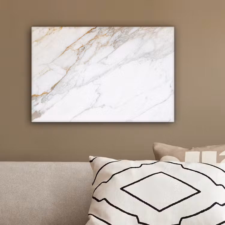 Marmer - Steen - Wit - Goud - Marmerlook - Steen - Luxe canvas 2cm klein -sfeer3