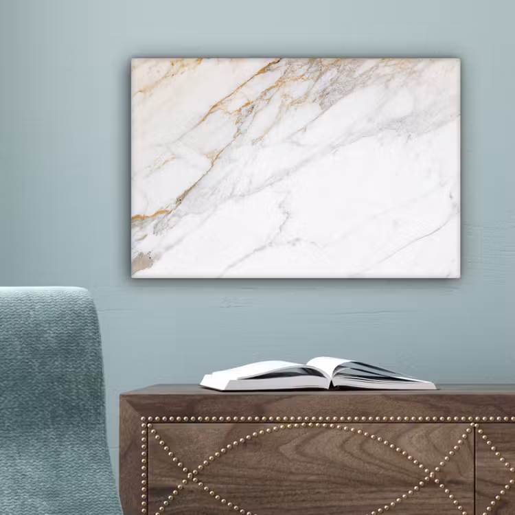 Marmer - Steen - Wit - Goud - Marmerlook - Steen - Luxe canvas 2cm klein -sfeer4