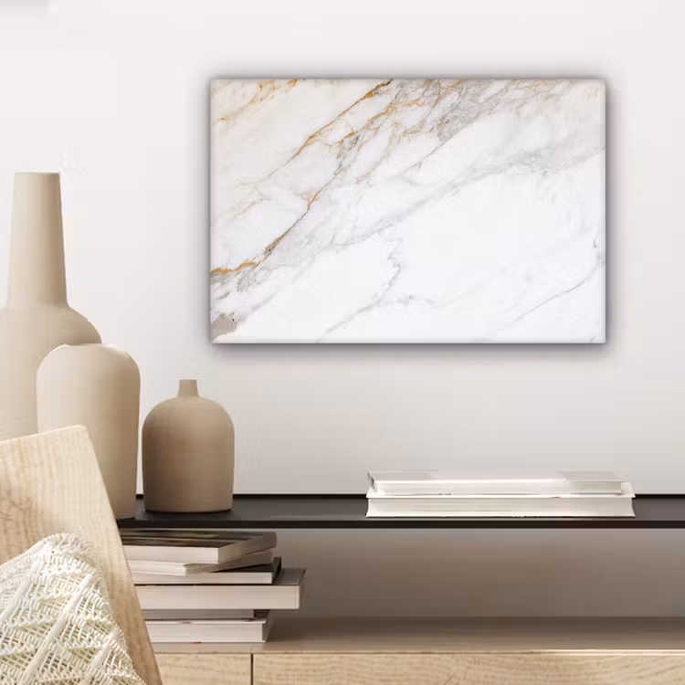 Marmer - Steen - Wit - Goud - Marmerlook - Steen - Luxe canvas 2cm klein -sfeer6