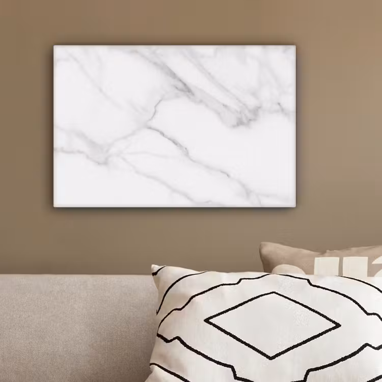 Marmer - Structuur - Wit - Grijs - Steen - Marmerlook canvas 2cm klein -sfeer3