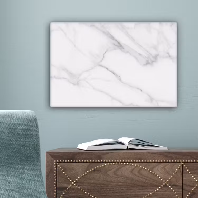 Marmer - Structuur - Wit - Grijs - Steen - Marmerlook canvas 2cm klein -sfeer4
