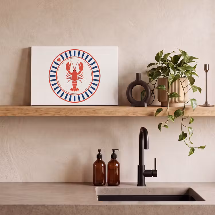 Zeeleven - Kreeft - Embleem - Grafisch - Rood canvas 2cm klein -sfeer3