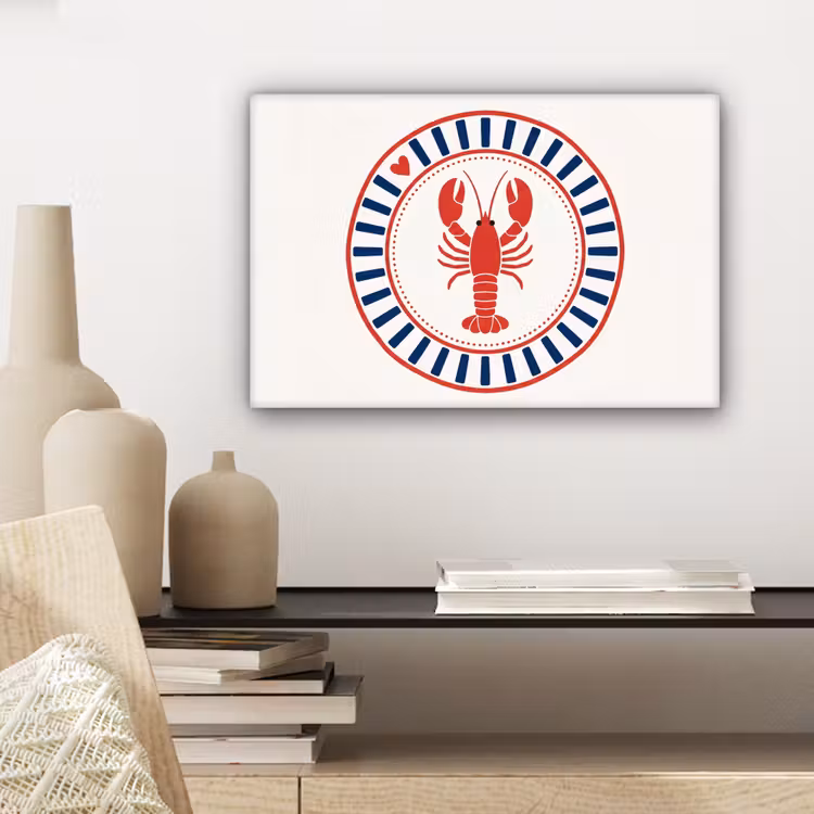 Zeeleven - Kreeft - Embleem - Grafisch - Rood canvas 2cm klein -sfeer6