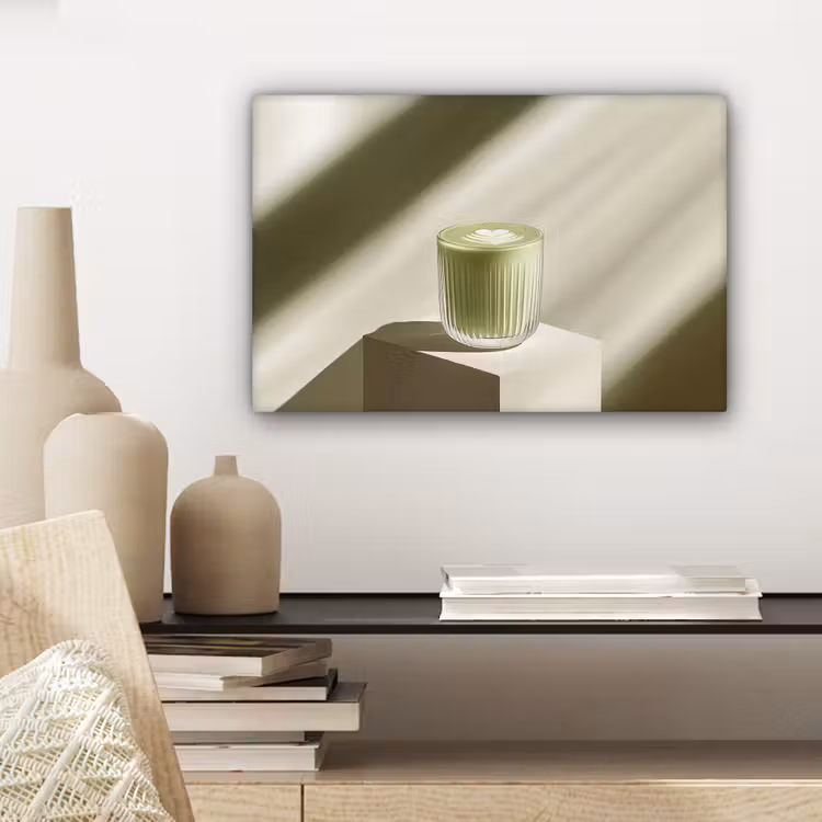 Matcha - Glas - Groen - Minimalistisch canvas 2cm klein -sfeer6
