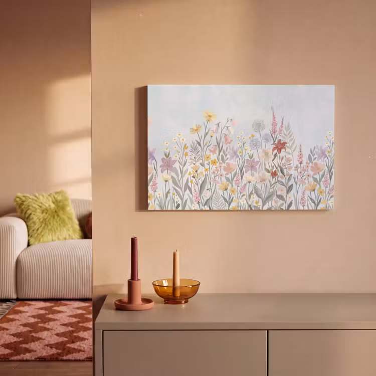 Weidebloemen - Illustratie - Kleurrijk canvas 2cm klein -sfeer1
