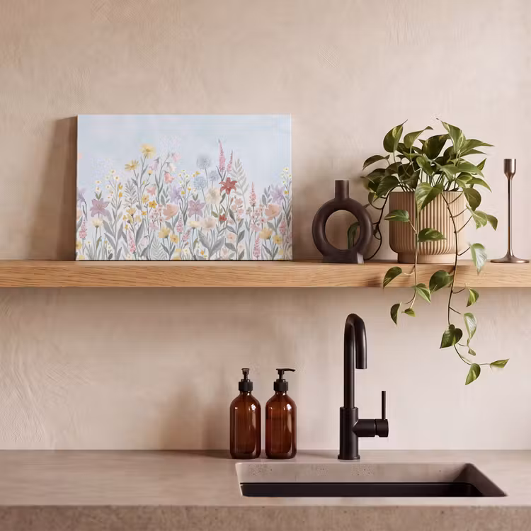Weidebloemen - Illustratie - Kleurrijk canvas 2cm klein -sfeer3