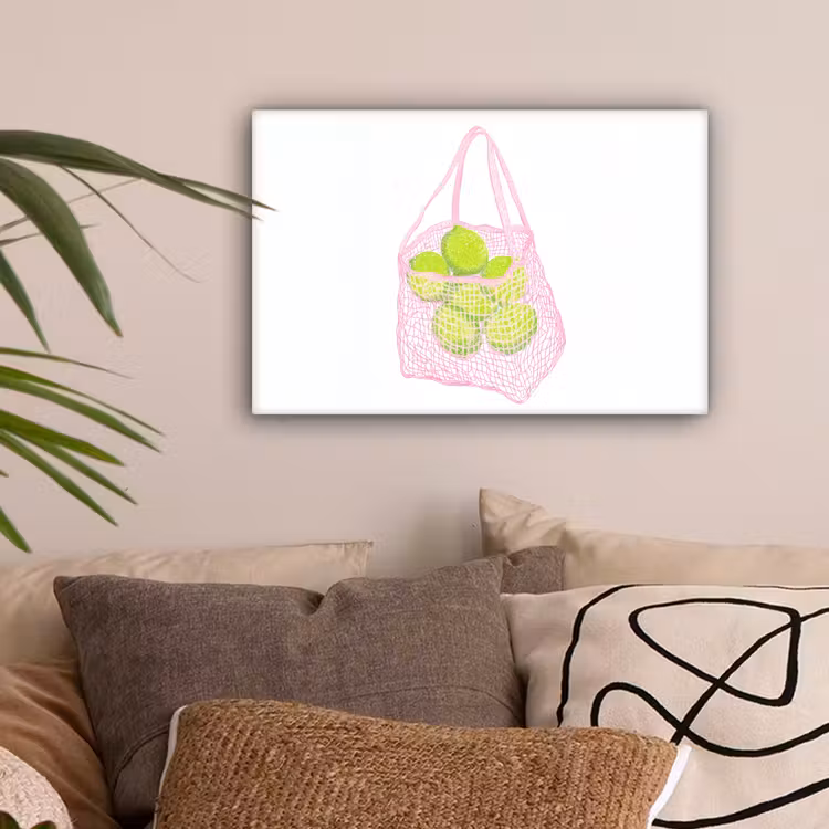 Netzakje - Roze - Illustratie - Limoenen canvas 2cm klein -sfeer1