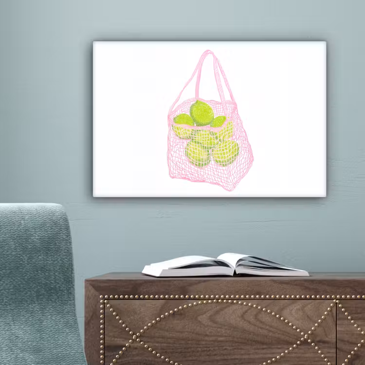 Netzakje - Roze - Illustratie - Limoenen canvas 2cm klein -sfeer4