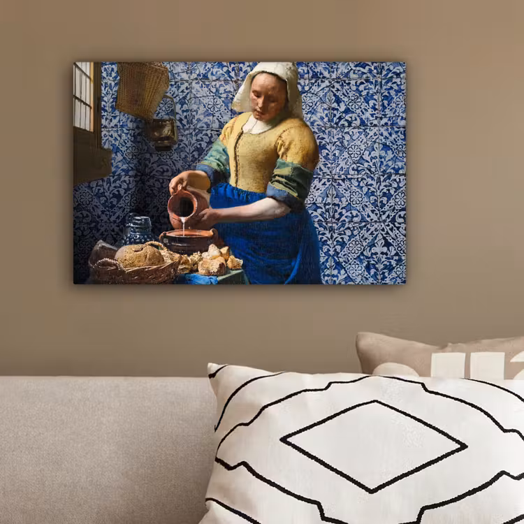 Melkmeisje - Delfts Blauw - Vermeer - Schilderij - Oude meesters canvas 2cm klein -sfeer3