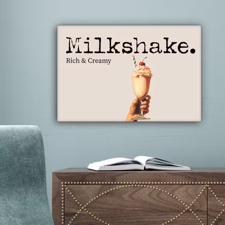 Milkshake - Kers - Rietje canvas 2cm klein -sfeer4