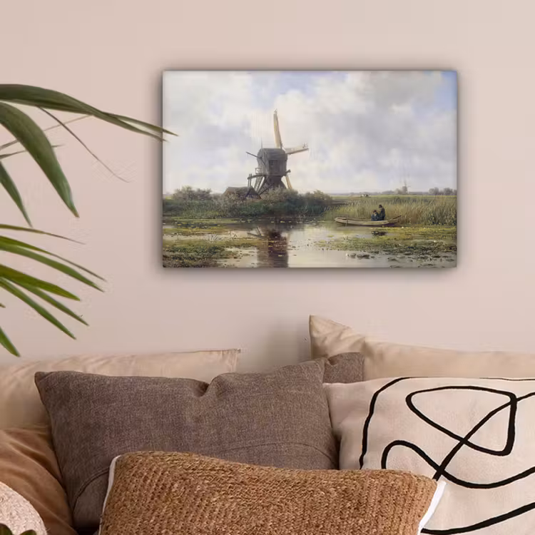 Molen - Willem Roelofs - Oude meesters - Kunst canvas 2cm klein -sfeer1