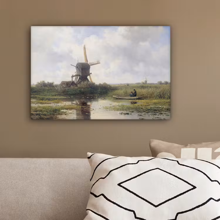Molen - Willem Roelofs - Oude meesters - Kunst canvas 2cm klein -sfeer3