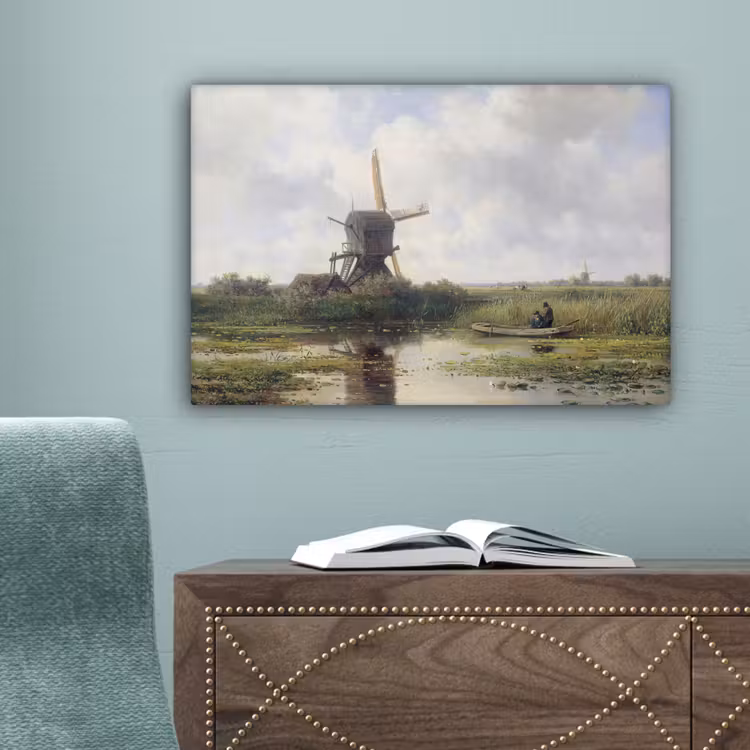 Molen - Willem Roelofs - Oude meesters - Kunst canvas 2cm klein -sfeer4