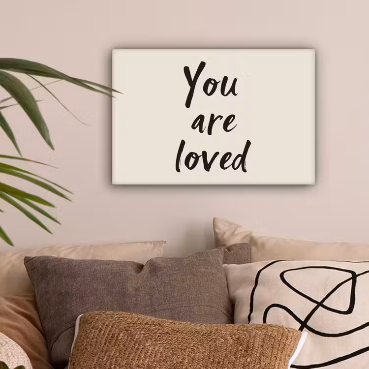 Minimalistisch - Beige - Love canvas 2cm klein -sfeer1