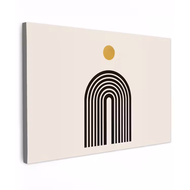 Minimalistisch - Zwarte boog - Gouden cirkel canvas 2cm klein -z3d