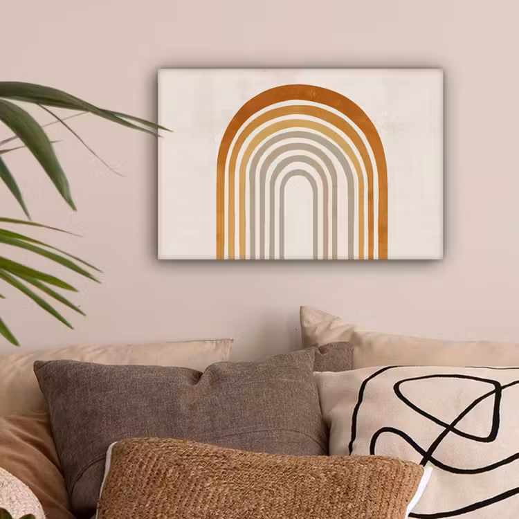 Minimalistisch - Boog - Lijnen - Beige canvas 2cm klein -sfeer1