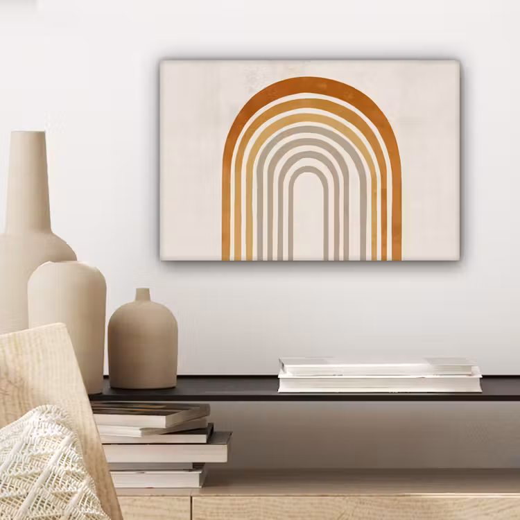 Minimalistisch - Boog - Lijnen - Beige canvas 2cm klein -sfeer6