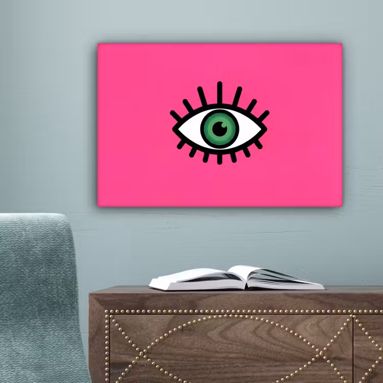 Minimalistisch - Oog - Roze canvas 2cm klein -sfeer4